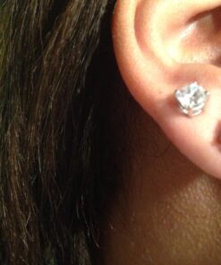 Amazon Essentials Plated Sterling Silver Cubic Zirconia Stud Earrings (Round & Princess) White/Platinum 5 mm Round Cut 29 71vAuDKVcL