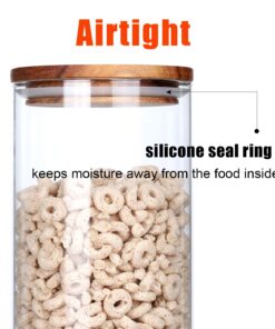 KKC HOME ACCENTS Clear Borosilicate Glass Storage Canister with Airtight Wood Lids,Sealed Glass Jar for Loose Leaf Tea,Grinder Coffee,Coffee Beans,Matcha Container,Fluid-oz 39 Floz 18 71vAzZ1d9VL