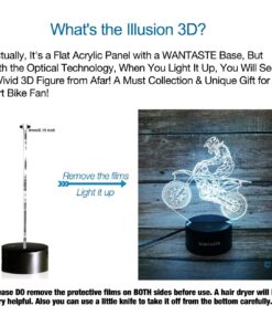 WANTASTE Motocross 3D Lamp Gifts for Boys Girls Room, Dirt Bike Decor Toys Night Light Bedside Gifts for Kids Baby, 7 Colors Changing Nightlight with Battery Backup and Smart Control Motocross Man 13 71vBElRGHTL