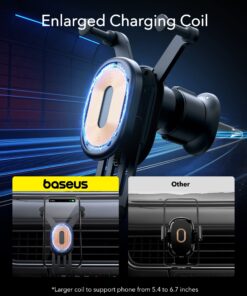 Wireless Car Charger, Baseus 15W Fast Charging Phone Mount for Car Vent, Car Phone Holder with Enlarged Charging Coil for iPhone 15 14 13 12 11 10 8 Pro Max Xs, Samsung Galaxy S&Note Series Google LG 30 71vBp4i40EL