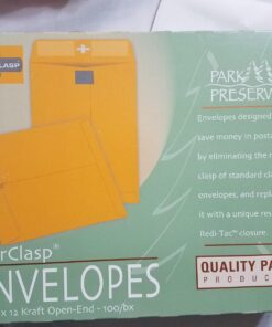Quality Park 9 x 12 Postage Saving ClearClasp Envelopes, with Reusable Redi-Tac Closure & Gummed Flap, 28 lb Kraft Paper, 100 per Box (QUA43568) 9 71vE4sJYsIL
