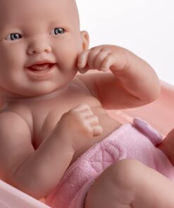 8 piece Layette Deluxe Bathtub Gift Set | JC Toys - La Newborn | 14" Life-Like Smiling Vinyl Newborn Doll w/ Accessories | Pink | Waterproof |Ages 2+ Bath Pink 21 71vEloWyxqL