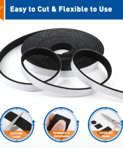 MAGZO Weather Stripping Door Seal, 1/2 Inch Wide X 1/8 Inch Thick Adhesive Foam Tape Soundproof Weatherstripping for Windows, 3 Rolls Total 50FT Black 1/2in * 1/8in * 50FT 30 71vF9J2otLL
