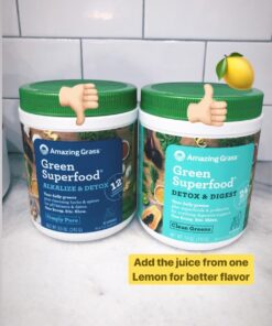 Amazing Grass Greens Blend Alkalize & Detox: Smoothie Mix, Cleanse with Super Greens & Beet Root Powder, Digestive Enzymes, Prebiotics & Probiotics, 30 Servings (Packaging May Vary) 42 71vGGOC59ML