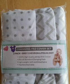 Changing Pad Cover 2 Pack - Baby Changing Pad Cover with 100% Jersey Cotton - Changing Pad Covers for Girls and Boys, Newborn Essentials (Grey Chevron and Polka Dots) Grey 19 71vGdBXxObL