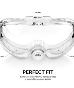 Neiko Pro 53875B Clear Protective Lab Safety Goggles, Chemistry Lab Goggles, Scientific, Construction Goggles, Contractor, Woodworking, Anti-Fog and Splash, Includes Indirect Vent for Men and Women 23 71vGwBhNYOL