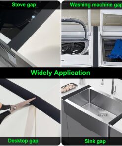 Silicone Stove Counter Gap Cover / Filler by Kindga 25" Long, Sealing Spills Between Kitchen Appliances Washing Machine and Stovetop, Set of 2 (Black) 25" Black 28 71vK4hzl7L