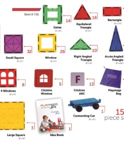 Alternative view of Playmags 150-Piece Magnetic Tiles Building Set – 3D Magnet Building Blocks, Creative Imagination, Inspirational, Educational STEM Toys for Kids with 1 Car Single