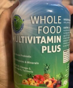 Vegan Whole Food Multivitamin with Iron, Daily Multivitamin for Women and Men, Made with Fruits & Vegetables, B-Complex, Probiotics, Enzymes, CoQ10, Omegas, Turmeric, Non-GMO, 90 Count 90 Count (Pack of 1) 37 71vKllEm2yL 1