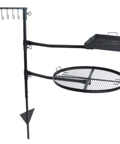 Sunnydaze Swiveling Dual-Grill Campfire Cooking Grate System - Includes 2 Height-Adjustable Grates and 1 Ground Stake 20 71vL2Z5PcIL
