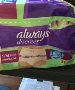 Always Discreet Adult Incontinence & Postpartum Incontinence Underwear for Women, Small/Medium, Maximum Protection, 32 Count (Packaging may vary) S/M 32.0 22 71vLBmBSN6L