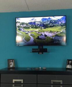 Mount-It! TV Shelf | Single Floating Component Shelf for Cable Box, Playstation, DVD Player, and Xbox | Tempered Glass Material, 22 Lbs Capacity (Black) 1 Shelf 32 71vMZBEGD5L