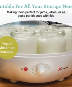 Euro Cuisine GY1920 Glass Jars with Lids for Yogurt Maker, Clear, 6 Ounce, Set of 8 6oz Glass Jars for Yogurt, Parfaits, Clear Yogurt Containers 29 71vMs8q9k3L