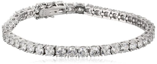 Amazon Collection Sterling Silver Tennis Bracelet set with Round Cut Infinite Elements Cubic Zirconia, White/Platinum 7.25" 4 mm