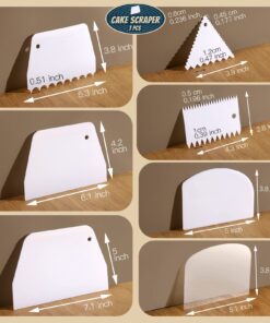 Alternative view of Teenitor Cake Scraper Cake Smoother, 7 Pcs Dough Scraper Bowl Scraper Cutters Cake Icing Scraper Smoother Tool Set for Bread Dough Cake Fondant Icing White