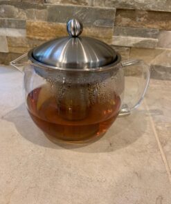 Teapot with Infuser for Loose Tea - 40oz, 3-4 Cup Tea Infuser, Clear Glass Tea Kettle Pot with Strainer & Warmer - Loose Leaf, Iced Tea Maker & Brewer Standard 46 71vSDSdqOoL
