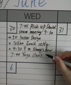 Dry Erase Monthly Extra Large White board Calendar for Wall, 38" by 50", Jumbo Laminated Erasable One Month Whiteboard Calendar, Huge Oversized Blank 30-Day Poster with Lines and Squares 41 71vSDYJ11uL