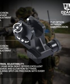 Ozark Armament A2 Rear Sight - Picatinny Iron Sights with All Metal Construction - Two Aperture Sight for Close and Precision Targets - Designed to Mount on a Picatinny Rail 30 71vSvUNtfRL