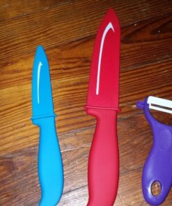 Vos Ceramic Knife Set 4 Pcs Ceramic Knives Set For Kitchen, Ceramic Kitchen Knives With Peeler, Ceramic Paring Knife 3", 4", 6", Inch Multi-Color Red, Blue, Green, Purple Multicolor 41 71vTOZMWs1L