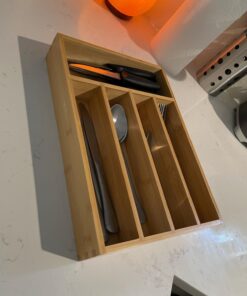 Utopia Kitchen Bamboo Silverware Organizer for Drawer Kitchen Utensil Organizer, Kitchen Drawer Organizer for Large Utensils, Cutlery Drawer Organizer, Silverware Holder, Flatware Organizer Tray 5 Compartments Natural 29 71vUWOtg6tL