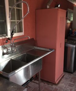 Aquaterior Upgraded Pre-Rinse Commercial Kitchen Faucet with Sprayer 44" Height Wall Mount Double Handle with Add-On 12" Rotatable Spout Pull Down for 2/3 Compartment Sink CUPC NSF CEC 44" with Short Spout 21 71vVeyMWIkL