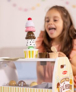 Melissa & Doug Wooden Scoop and Serve Ice Cream Counter (28 pcs) - Play Food and Accessories - Pretend Food Toys, Ice Cream Shop Toys For Kids Ages 3+ Scoop & Serve Ice Cream Counter 32 71vXhKn3hNL 3