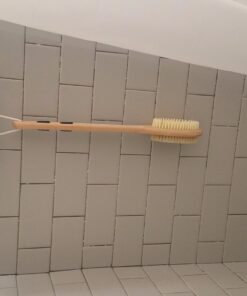 Vive Back Scrubber Brush for Shower - for Dry or Wet Body Brushing - Long Handle - Cleaning Lymphatic Drainage Handled Washer for Men, Women - Showering Bathing Exfoliator with Soft & Stiff Bristles Light Wood 35 71vXikiUMnL