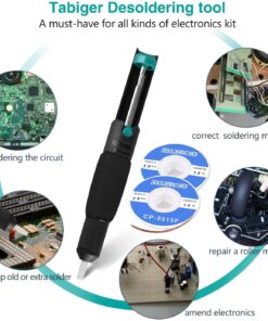 Tabiger Solder Wick & Desoldering Pump, Solder Sucker & Desoldering Wick, 2pcs Solder Braid (2.5mm Width, 1.5m Length)- Desoldering Vacuum Pump Solder Remover 14 71vYbNKmjPL