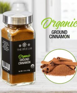 The Spice Lab Organic Cinnamon Powder Ground - Gluten Free Cinnamon Powder for Cinnamon Rolls, Apple Pie, Coffee Drinks & Meat Dishes - 1.6 oz French Jar - Kosher & Non GMO Organic Cassia Cinnamon 12 71vZ4Ezu1DL