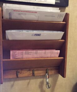 Home Basics Mail Organizer Wall Mount with Key Rack Hooks, Letter Holder For Office, Kitchen, Entryway, Pine 29 71vZVqahSXL