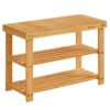 SONGMICS Shoe Rack Bench, 3-Tier Bamboo Shoe Storage Organizer, 11.3 x 27.6 x 17.8 Inches, Natural ULBS04N