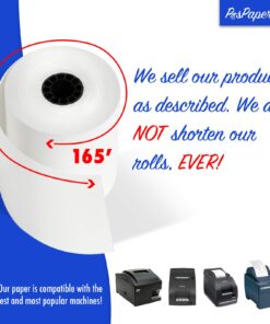 3" x 165' CASH REGISTER ROLLS,1 PLY BOND PRINTER POS PAPER ROLL 50 ROLLS/CASE (Double Solid Core) 8 71vcHwFpDXL 1