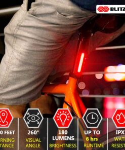 BLITZU 2023 Cyborg 168H Bike Headlight or 168T Tail Light USB Rechargeable LED Bicycle Lights Set Front Back Night Riding, Cycling Safety Reflector Accessories 168t (Rear Bike Light) 28 71vddhd0UmL