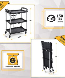 Olympia Tools 85-188 Pack-N-Roll Folding Collapsible Service Cart, Black, 50 Lb. Load Capacity per Shelf 150LB 39 71vdu01UXDL