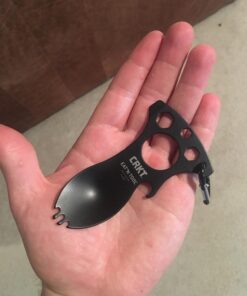 COLUMBIA RIVER KNIFE & TOOL CRKT Eat'N Tool Outdoor Spork Multitool: Durable and Lightweight Metal Multi-Tool for Camping, Hiking, Backpacking and Outdoors Activities, Black 9100KC 21 71vepwan0CL