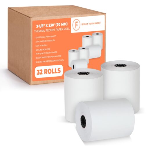 Thermal Printer Receipt Paper Rolls 3 1/8 x 230 for Clover Station Pro Cash Registers and All POS Cash Registers Star Micronics BPA Free (32 Pack) 32 Rolls 3-1/8" x 230'