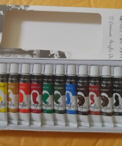 Castle Art Supplies 12 x 12ml Acrylic Paint Set | Value Beginner Set for Starters or Adult Artists | Quality Intense Colors | Smooth to Use on Range of Surfaces | In Neat Presentation Box 12 Count (Pack of 1) 31 71vftmqJKtL