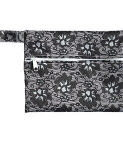 Alternative view of 2pcs Set Mini Wet Bag + 8 Inch Charcoal Bamboo Mama Cloth/Menstrual Pads/Reusable Sanitary Pads/Panty Liners (Black Lace) Black Lace