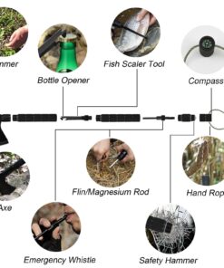 iunio Camping Axe, Hatchet with Sheath, Multi-Tool, Camp Ax, Survival Gear, Folding Portable Tools, for Hiking, Backpacking, Emergency, Hunting, Outdoor Black with Bag 23 71vgc 0A5eL