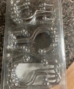 Maytex Shower Curtain Hooks, Shower Curtain Rings, Rust-Resistant Decorative Double Roller Glide Shower Hooks, Shower Rings for Bathroom Shower Rods, Curtains, Liners, Set of 12, Chrome 33 71viI565brL
