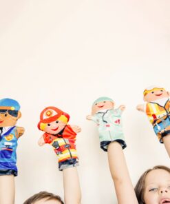 Melissa & Doug Jolly Helpers Hand Puppets (Set of 4) - Construction Worker, Doctor, Police Officer, and Firefighter - Role Play Hand Puppets, Soft Hand Puppets For Toddlers Ages 2+ Standard Packaging 19 71vj3RLE2AL