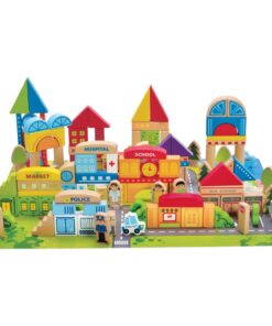 Alternative view of Hape 125PCs Wooden Building Blocks with City Map| Educational Learning and Playing Building Blocks Set with Storage Container for Toddlers
