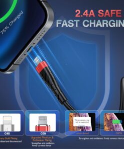 OIITH Apple MFi Certified iPhone Charger Cable 3 Pack 6 Ft, Long Lightning Charging Cord, Fast 2.4A iPhone USB Cord Compatible with iPhone12/11/XS/Max/XR/X/8/8P/7P/6 6Ft Red 23 71vjxjzodtL