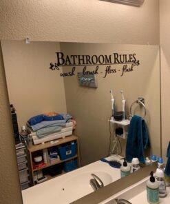 Black 5.5" x 22" Bathroom Rules Wash Brush Floss Flush Quote Saying Wall Sticker Home Decal Decor for Bathroom 5.5" x 22" Black 19 71vkRJcPZL