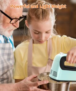 Yomelo 9-Speed Digital Hand Mixer Electric, 400W Powerful DC Motor, Baking Mixer Handheld with Snap-On Storage Case, Touch Button, Turbo Boost, Dough Hooks, Whisk (Ice Blue) Ice Blue 23 71vluUr8LaL
