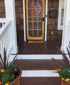 Prime-Line 3809BZ3068-I-WF Woodguard Steel Security Door – Traditional Screen Door Style with the Strength of a Steel Security Door – Steel and Wood Construction, Non-Handed, Bronze (Single Pack) 37 71vmUxK3MuL