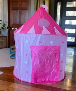 5-Piece Princess Castle Girls Pop Up Play Tent & Dress Up Costume Bundle - Playhouse Gift for Girls & Toddler for Indoor & Outdoor Use with Pink Fairy Tale Carrying Bag & Glow in The Dark Stars 40 71vnQmyWL