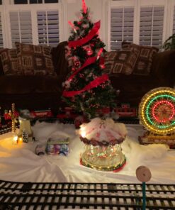 HOLIDAY PEAK 3’ Musical Spinning Fiber Optic Christmas Tree, Pre-Lit and Fully Decorated Revolving Tree 16 71vnobPeCL