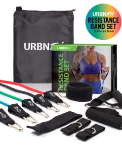 Resistance Bands Set (12 Piece) Includes Door Anchor, Ankle, Wrist Strap, Exercise Guide and Carrying Bag For Strengthening and Training (Pro Series) 19 71voaKajELL