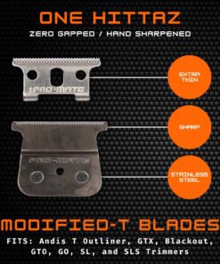 Andis T-Outliner & GTX Replacement One Hittaz Zero Gap Modified T Blades for Model GO, GTO #04521 by Pro-Mate w/Free Screws. 1 Count (Pack of 1) 26 71vpfGEPML